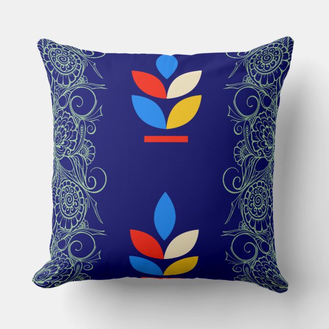 Blue-Themed Cosy Throw Pillow (Front)