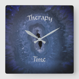 Blue Therapy Time Square Wall Clock