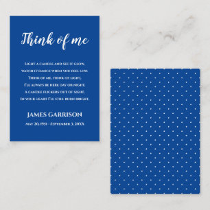 Blue Think Of Me Celebration of Life Candle Place Card