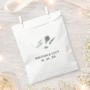 Blue thistle botanical floral wedding favour bags