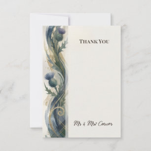 Blue Thistle Botanical Thank You Card