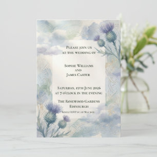 Blue Thistle Celtic Knot Scottish Wedding   Herita Invitation