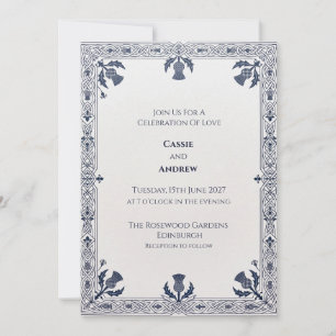 Blue Thistle Corner Scottish Wedding Invitation