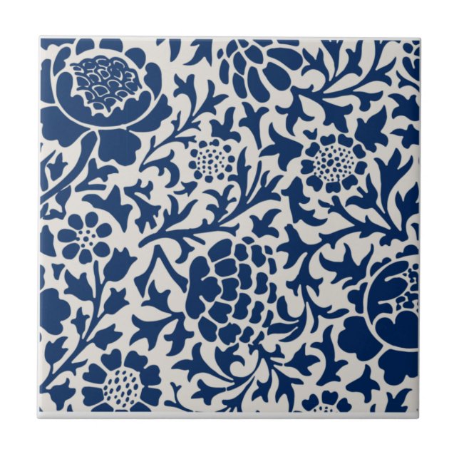 Blue Thistle Pattern European Style Tile (Front)