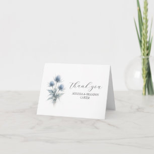 Blue Thistle Scottish Floral Wedding Thank you  Card
