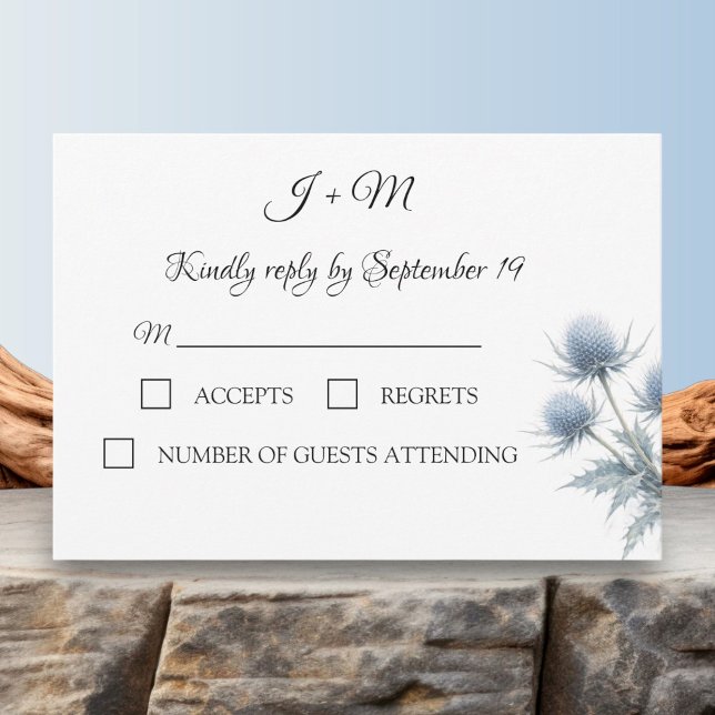 Blue Thistle Scottish Simple Wedding RSVP Card (Creator Uploaded)