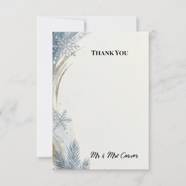 Blue Thistle Wedding Thank You Card (Front)