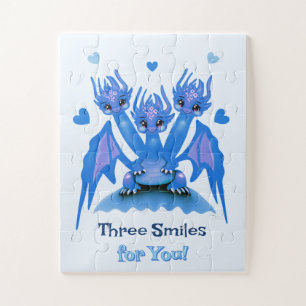 Blue three-headed dragon jigsaw puzzle