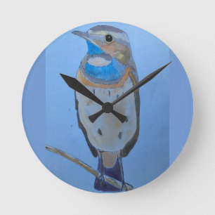 Blue Throat bird Round Clock