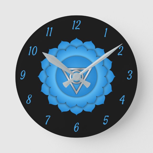 Blue Throat Chakra Chi Zen Yoga Spiritual Round Clock (Front)