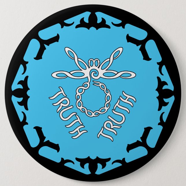 Blue Throat Chakra "Truth" Dragonfly 6 Cm Round Badge (Front)