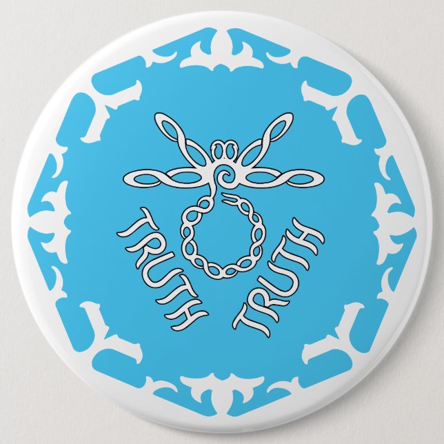 Blue Throat Chakra "Truth" Dragonfly White BG 6 Cm Round Badge (Front)