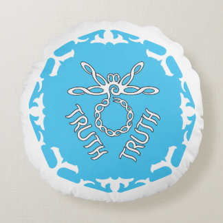 Blue Throat Chakra "Truth" Dragonfly White BG Round Cushion