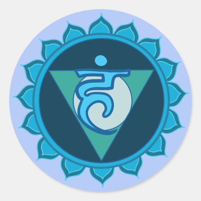 Blue Throat Chakra Visuddha Classic Round Sticker (Front)