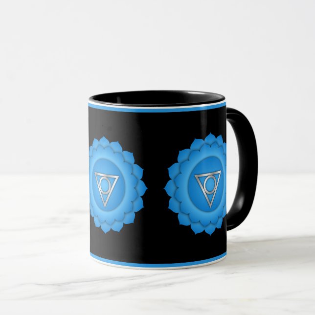 Blue Throat Chakra Zen Yoga Namaste Mug (Front Right)