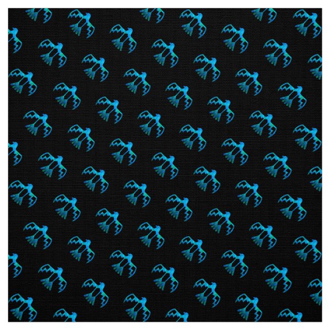 Blue Thunderbird Pattern Fabric (Swatch)