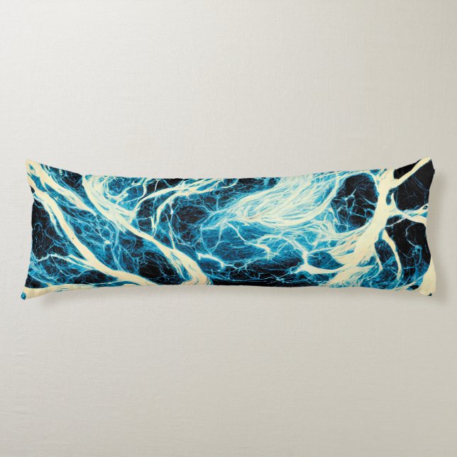 Blue Thunderstorm Lightning Pattern Body Cushion (Front)
