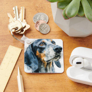 Blue tick coon hound portrait key ring