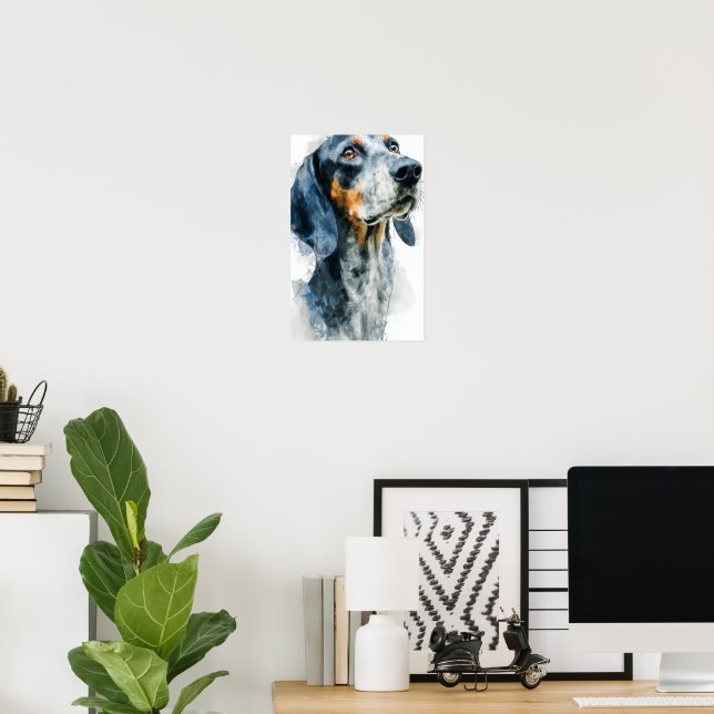 Blue tick coon hound portrait poster (Home Office)
