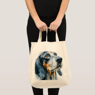 Blue tick coon hound portrait tote bag