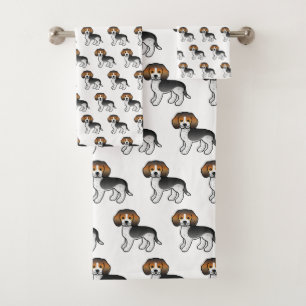 Blue Ticked Beagle Cute Cartoon Dog Pattern Bath Towel Set