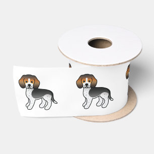 Blue Ticked Beagle Cute Cartoon Dog Satin Ribbon