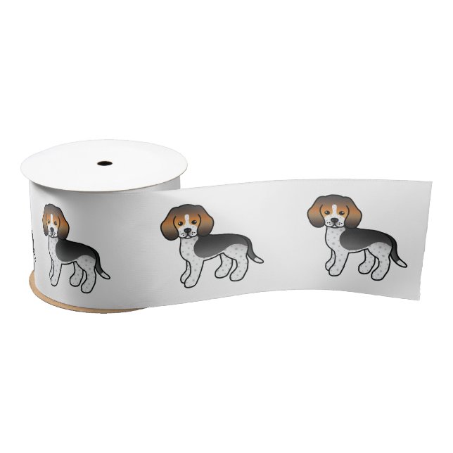 Blue Ticked Beagle Cute Cartoon Dog Satin Ribbon (Spool)