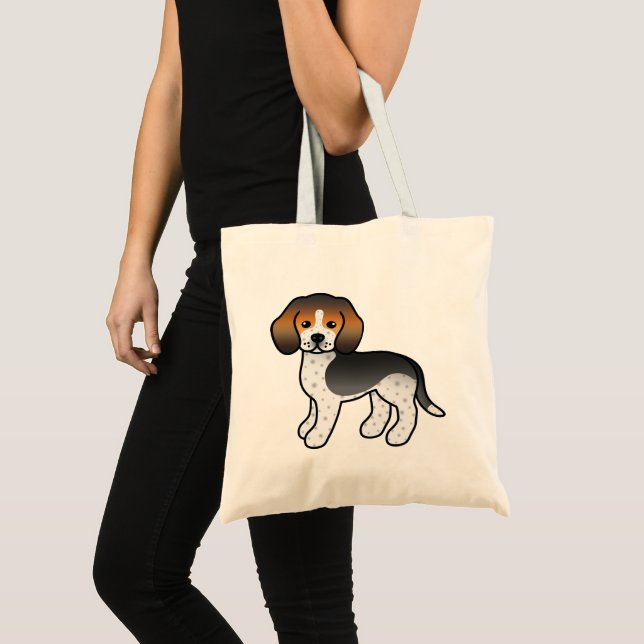 Blue Ticked Beagle Cute Cartoon Dog Tote Bag (Front (Product))