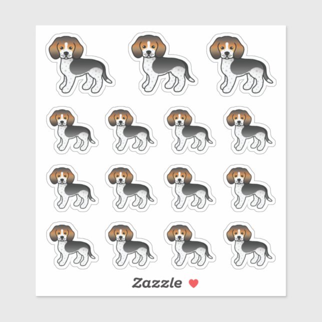 Blue Ticked Beagle Cute Cartoon Dogs (Sheet)