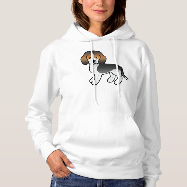 Blue Ticked Cute Cartoon Beagle Dog Hoodie (Front)