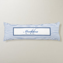 Blue Ticking Stripes Farmhouse Monogrammed