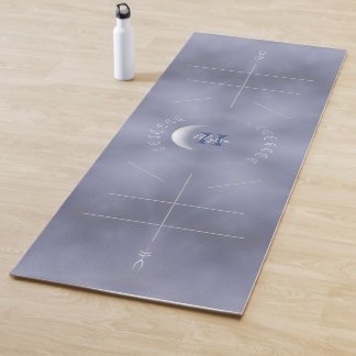 Blue Tie-Dye, Crescent Moon, Alignment Yoga Mat