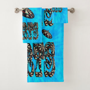 Blue Tie Dye Darts Design, Towel Set