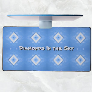 Blue Tie Dye Diamonds in the Sky Personalised Desk Mat