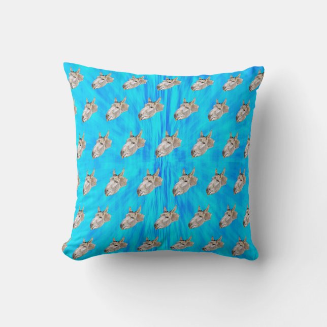 Blue Tie Dye Donkey Design, Cushion (Front)