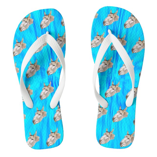 Blue Tie Dye Donkey Design, Flip Flops (Footbed)