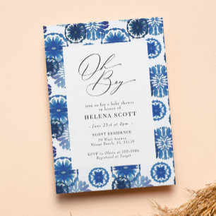 Blue Tie Dye Festival Baby Shower Invitation