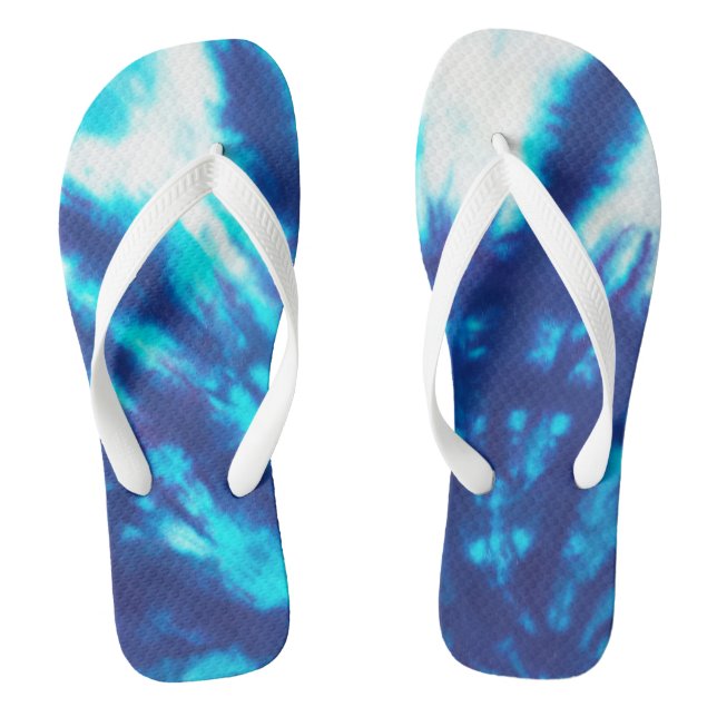 Blue Tie-Dye Flip Flops (Footbed)