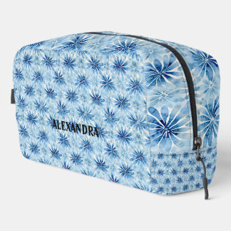 Blue Tie dye flower pattern Custom Name Dopp Kit