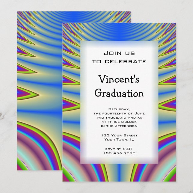 Blue Tie Dye Graduation Party Invitation (Front/Back)