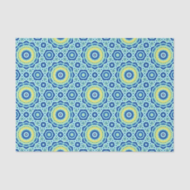 Blue Tie Dye Mandala Pattern - Tissue Paper (Front)