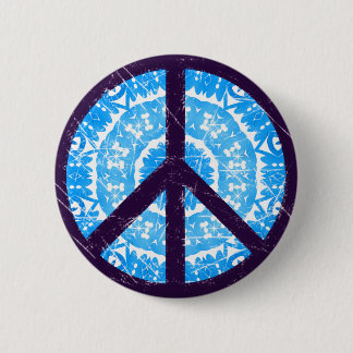 Blue Tie-dye Peace Sign 6 Cm Round Badge