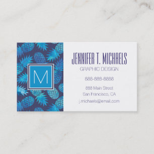 Blue Tie Dye Pineapples   Add Your Name Business Card