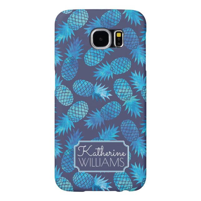 Blue Tie Dye Pineapples | Add Your Name Case-Mate Samsung Galaxy Case (Back)