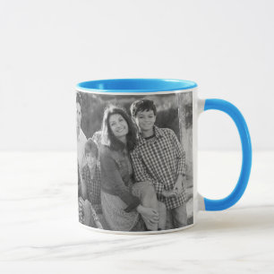 Blue Tie Dye Pineapples   Family Photos with Text Mug