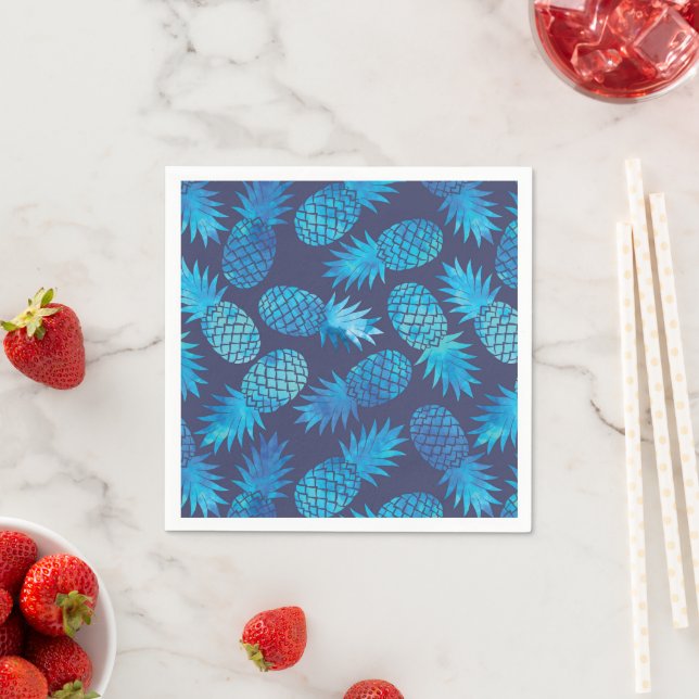 Blue Tie Dye Pineapples Napkin (Insitu)