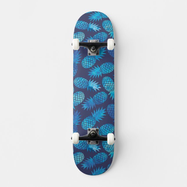 Blue Tie Dye Pineapples Skateboard (Front)