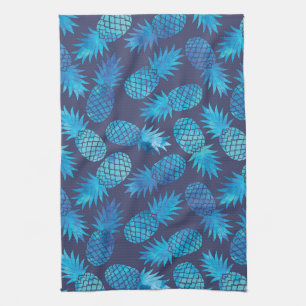 Blue Tie Dye Pineapples Tea Towel