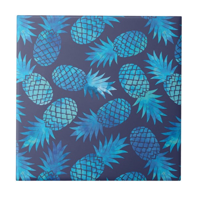 Blue Tie Dye Pineapples Tile (Front)