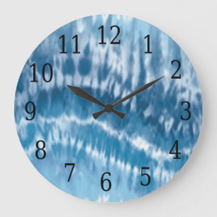 Blue Tie Dye Round Clock